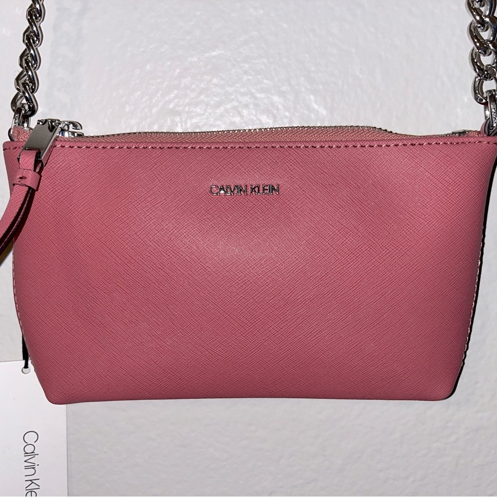 NWT Calvin Klein Hayden Saffiano Leather Chain Crossbody